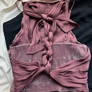 Free People Dusty Rose Braided Back Blouse